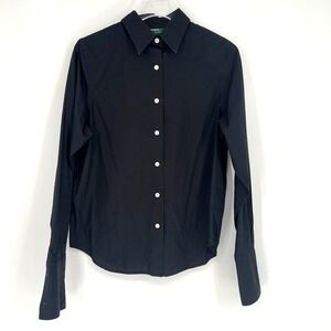Ralph Lauren Top Womens M Black Button Up Preppy Classic‎ Career French Cuff